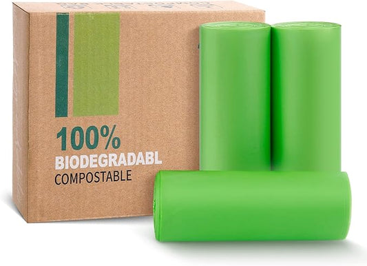 JENCENBIO Compost Bags, 5 Gallon, 20Liter, Extra Thick 0.78 Mils, Biodegradable Food scrap waste bags with US BPI ASTM D6400 and Europe OK Compost Home Certified