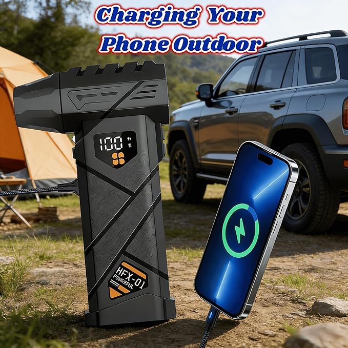 PURECOTERA Powerful Car Vacuum Cleaner,Compressed Air Duster - 6000 mAh,5 in 1, Digital, vacuuming, Compressed air, Lighting, Charging, for Computers, Keyboards, Home,car-Gifts for Men