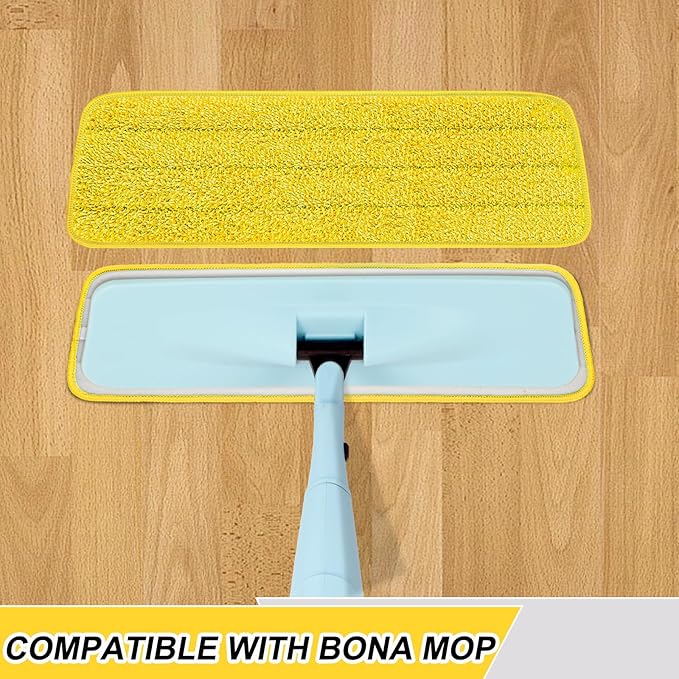 3 Pack 16.5 inch Reusable Mop Pads Microfiber Spray Mop Replacement Heads for Wet/Dry Mops Compatible with Bona Floor Care System (Yellow )