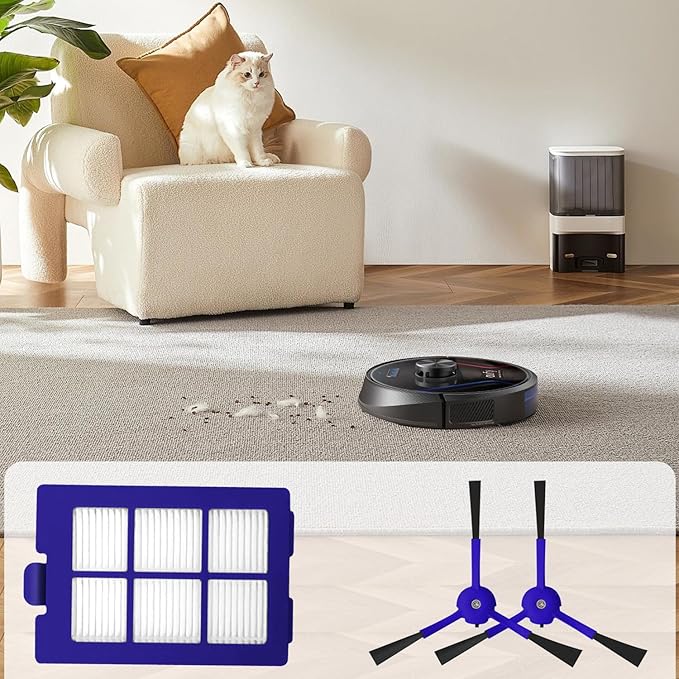 Auoiian X8 Filters & Replacement Parts Kit for Eufy RoboVac X8 / X8 Hybrid – Washable & Reusable, 1 Roller Brush, 2 Side Brushes, 4 HEPA Filters – Compatible with Eufy X8 Robot Vacuum Cleaner