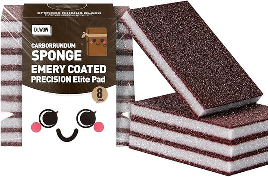 Dr.WOW Carborundum Heavy Duty Scouring Sponges - Fiberglass-Free Nano Rust Eraser for Pots, Pans, Grill, Oven Racks & Sink Stains (0.4" 10ct(Pack of 1))