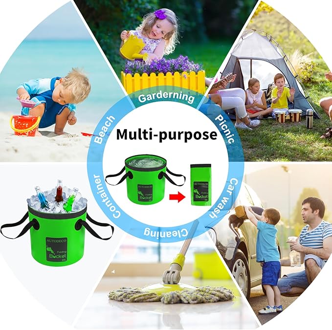 AUTODECO 20L Collapsible Bucket 5 Gallon Water Container Folding Water Bucket with Handle Portable Wash Basin