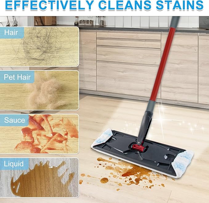 Mop Replacement Pads for Ocedar H2prO Flat Mop, 5 Pack Mop Refills for O-Cedar H2pro Flat Mop, Machine Washable Reusable Microfiber Mop Heads Replacements for Ocedar H2 Pro Mop