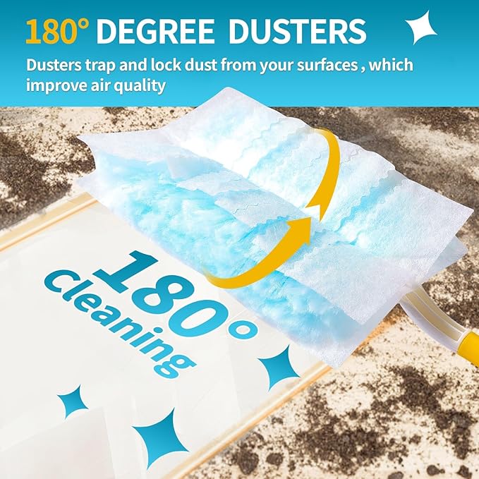 FURCIELOS Disposable Microfiber Feather Duster Refills, Multi-Surface Duster Compatible with Swiffer Dusters Handle, 60 Count(Unscented, Pack of 1)