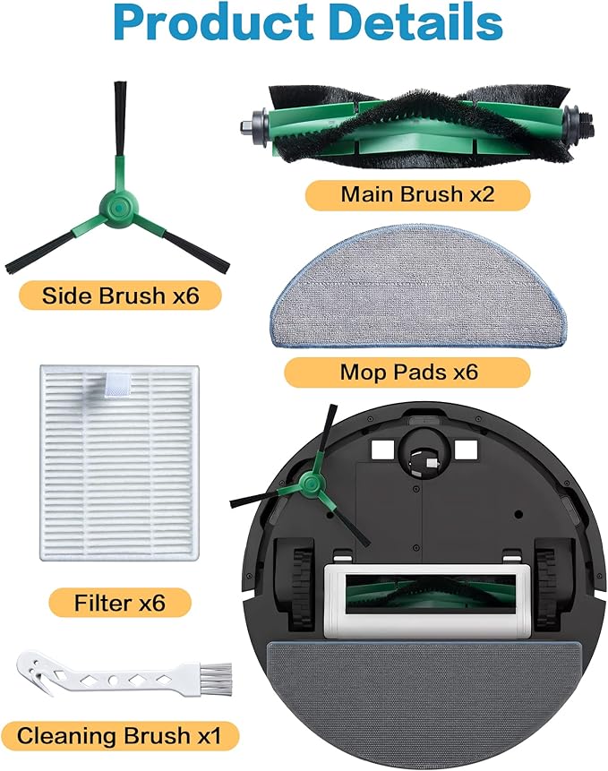 Replacement Parts for iRobot Roomba 104 Combo, 105 Combo, Essential Y0140 Y0112 Y0110 Robot Q0120 Q0110, 21 Pack Quality Accessories for Better Cleaning Performance