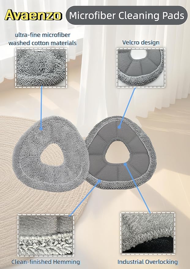 Avaenzo 4 Pack Replacement Mop Pads Compatible with Narwal Freo X Z Ultra Z10 Freo Pro J3 J4 YJCC012 YJCC015 Ultra-fine Resuable Mop Cloth Robot Vacuum Cleaner Accessories, Grey