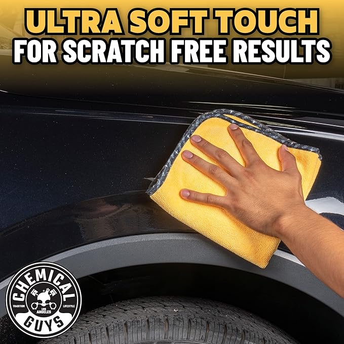 Chemical Guys MIC_506_12 Professional Grade Premium Microfiber Towels, Gold (16 Inch x 16 Inch) (Pack of 12) - Safe for Car Wash, Home Cleaning & Pet Drying Cloths