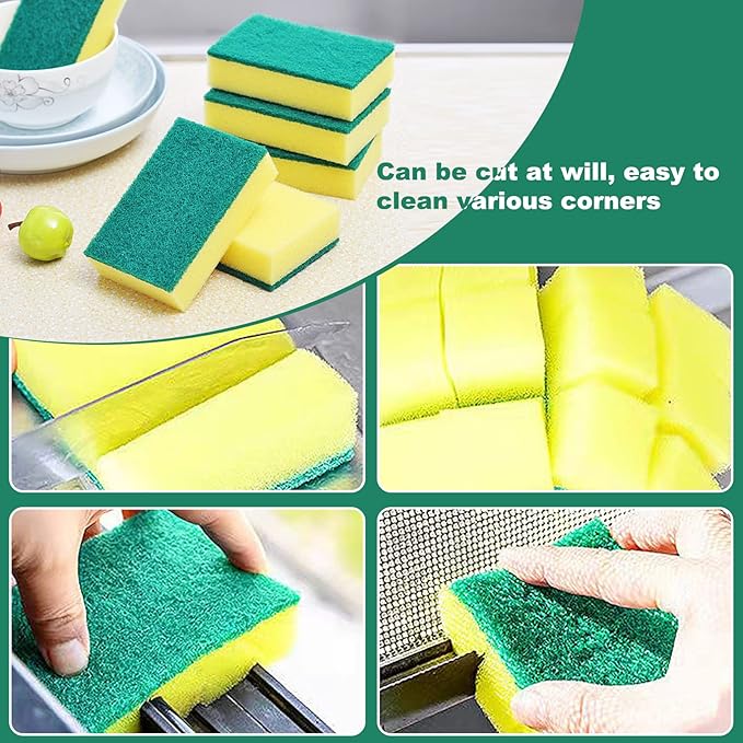 Individually Wrapped Sponges, Kitchen Dishwashing Sponge Bulk, Non Scratch Dishes Scouring Pad Dishcloth, Odor-Free Sponge Wipes for Household Cleaning Dishes Travel Apartments (30 Pack)