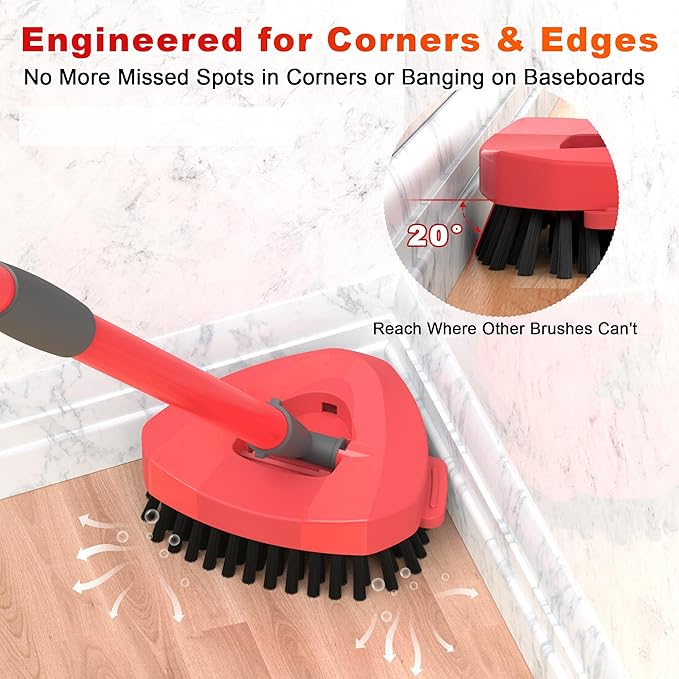 Upgraded Scrub Brush Head, Compatible with O Cedar Mop 2 Tank System ONLY, All Bristles & Angled Scrubber Mop Head for Better Corners Cleaning Brush Along Walls Deck Bathroom Kitchen - 1 Pack