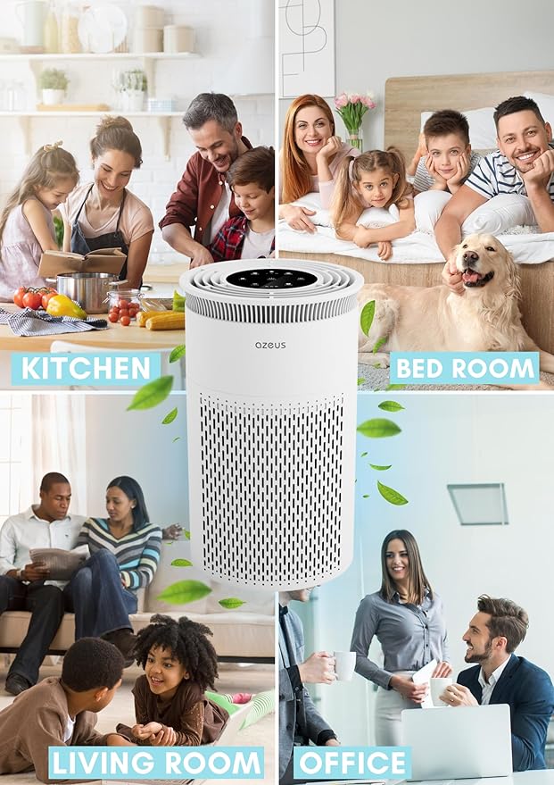 True HEPA Air Purifier (C8) 3-Stage Filtration System, 360° Air Intake, Ultra-Quiet, Ideal for Large Rooms, and Ozone Free (Medium)