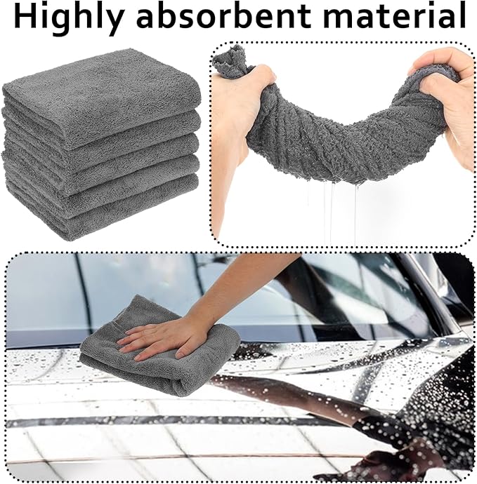 Anmrept 5 PCS Extra Large Microfiber Cleaning Cloth 30"x20", Washable Reusable Floor Cloth for Squeegee Mop House Floor Kitchen Car Window Highly Absorbent, Lint and Streak Free (Grey)