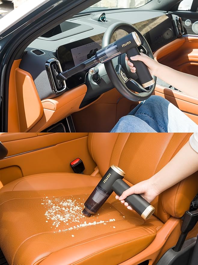 itutn Mini Car Vacuum Cleaner, 15000PA Powerful Suction, Portable Cordless Vacuum for Car, Handheld Small Vacuum Cleaner & Air Duster for Home, Desk,PC, Keyboard (Mini Vacuum + 11 attachments)
