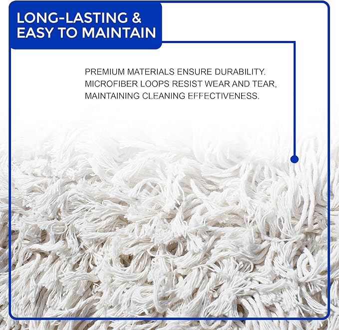 Nine Forty 48" Premium Cotton Dust Mop Kit - Heavy Duty Mop Head with Handle for Industrial, Commercial, and Residential Cleaning - Dry Floor Duster for Hardwood Surfaces - White