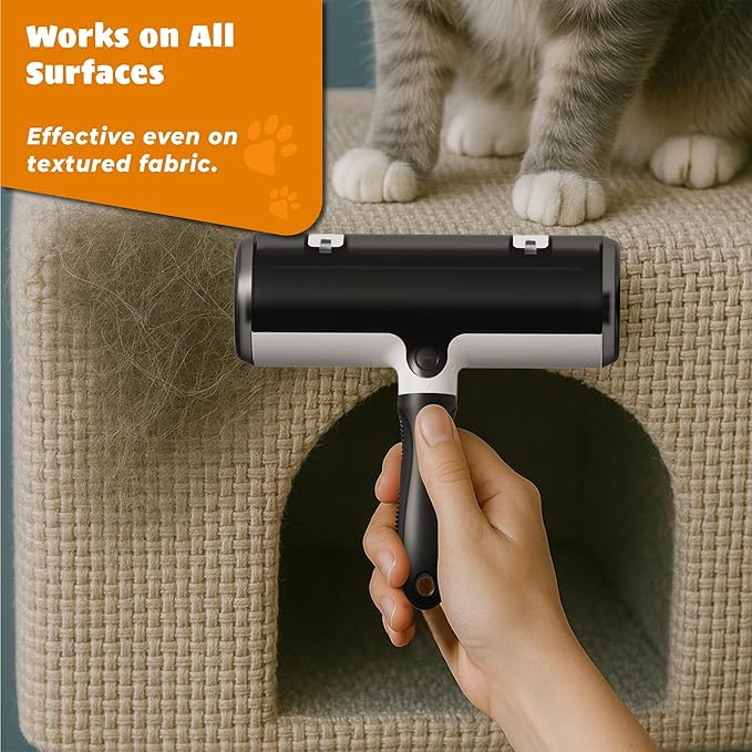 Tailio Pet Hair Remover and Reusable Lint Roller - Cat and Dog Hair Remover for Couch, Furniture, Carpet, Clothing and Bedding - Portable, Multi-Surface Fur Removal Tool (Black)