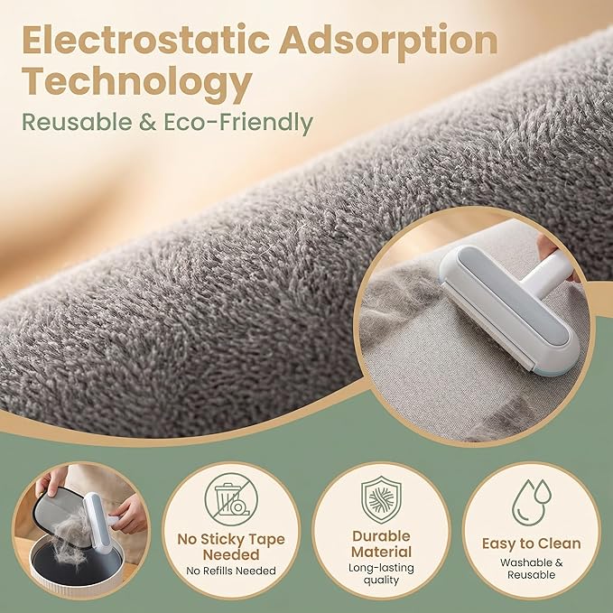 Quppa 2PCS Multi-Functional Pet Hair Removal Tool,Pet Hair Removal Glove & 4-in-1 Reusable Lint Brush Pet Hair Remover,Window Screen Cleaner, Reusable Removal Broom for Furniture