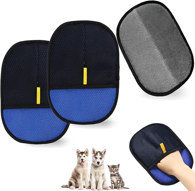 Yehenarn Pet Hair Remover Glove, 3PCS Cat Dog Hair Remover, Magic Electrostatic Pet Hair Brush Glove, Reusable Pet Hair Removal Tool for Furniture, Clothes, Couch, Bed, Carpet, Car Seat