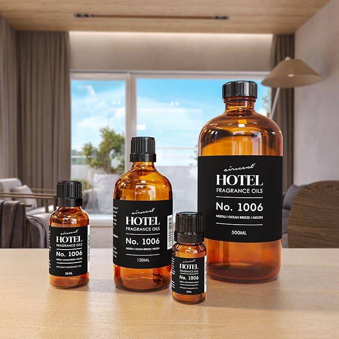 AirScent Hotel Diffuser Oil No. 1006 - Neroli Ocean Breeze Melon - Hotel Scent Dupe - Premium Fragrance Oil for Ultrasonic and Waterless Diffusers and Crafting - 30 mL, 1 fl oz Glass Dropper Bottle