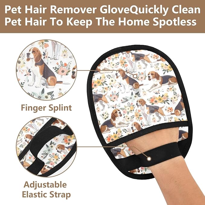 I·D Good Figure Pet Grooming Gloves Reusable Dog & Cat Hair Remover for Furniture, Car Interiors Multi-Surface Deshedding Tool for Carpets, Bedding & Home Cleaning