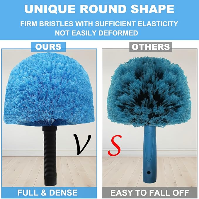 2 Pack Blue Twist-On Cobweb Duster Head Brush - Efficient Indoor & Outdoor Spider Web Cleaning Solution - Fits Standard Acme Threaded Poles - Durable & Versatile Spider Web Corner Cleaner Head Only