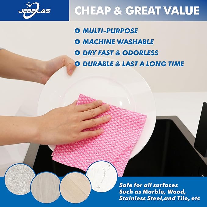 JEBBLAS Foodservice Cleaning Towel Reusable Paper Towels, 100 Count, Kitchen Cloth, All Purpose Cleaning Towels, Foodservice Towel