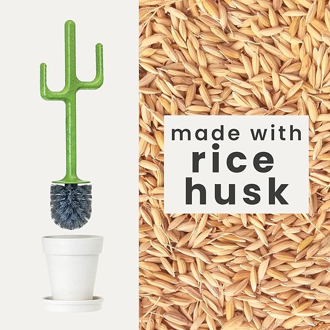 Vigar Cactus Toilet Brush Set, Toilet Brush and Holder Set with Cactus-Shaped Handle, Planter Base and Saucer for Bathroom, Home Cleaning Essentials