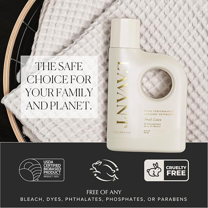 L'avant Collective High Performing Laundry Detergent Soap - Luxury Deep Cleaning & Powerful Odor Defense Ultra Concentrated Notes of Geranium, Ylang Ylang, Bamboo Professional Wash 32 Oz (Fresh Linen)