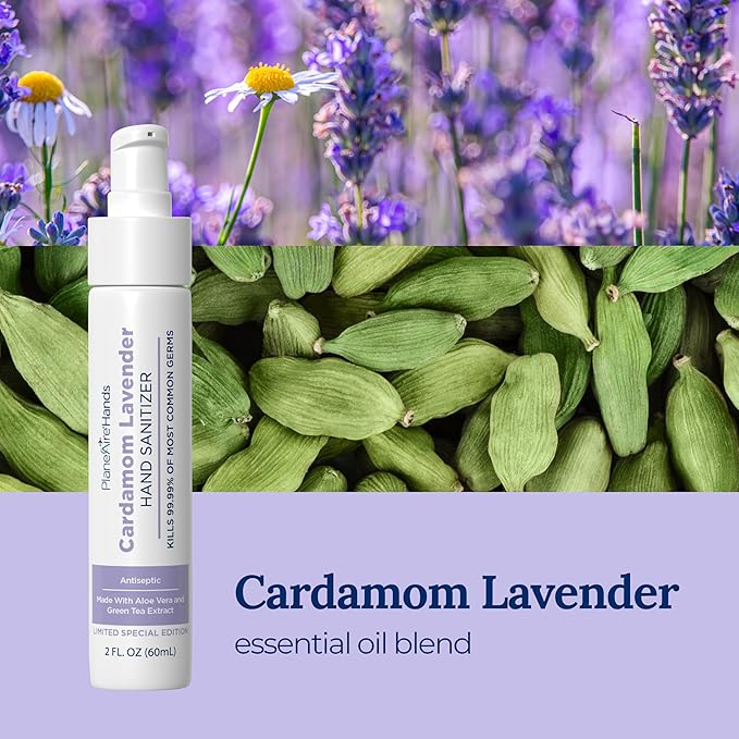 Travel Essentials | Hygiene Kit | Travel Toiletry Kit | Travel Size | Lotion Hand Sanitizer Cardamom Lavender Scent | Surface Wipes | Individual Travel Wipes | Surface Cleaner | With Essential Oils