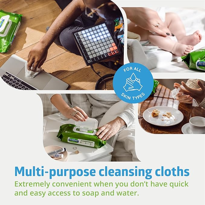 FitRight Aloe Personal Cleansing Cloth Wipes, Scented, 8 x 10 inch Adult Large Incontinence Wipes, 68 count, pack of 12