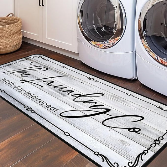 Laundry Room Rug Runner 20"X47" Non Slip Farmhouse Mats Organization and Washable Floor Long Rugs for Laundry Room Accessories Mudroom Kitchen Bathroom Area Rugs Decor