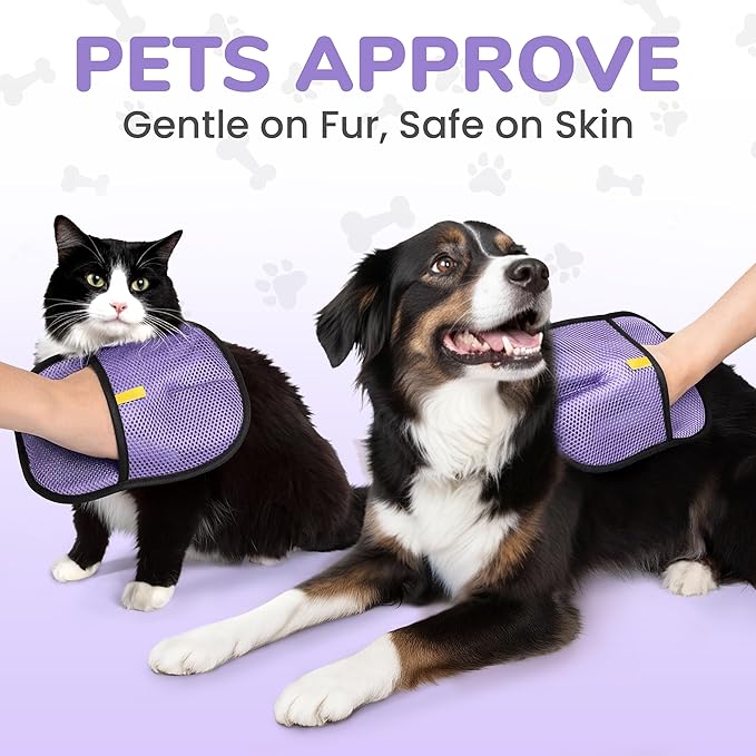 KEYVOZ Pet Hair Removal Glove for Cats and Dogs, Electrostatic Magic Brush Pet Hair Remover for Dog Couch, Available in Blue, Purple, Pink, Brown- Perfect for Pet Owners (Purple)