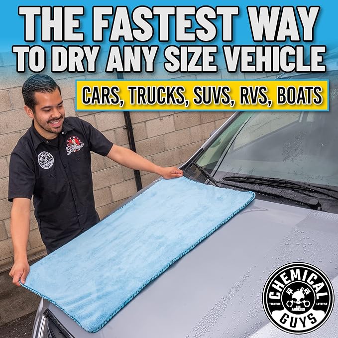 Chemical Guys Woolly Mammoth Large, Super Absorbent and Soft Microfiber Towels for Cars, Blue (36 x 25 inches) 2-Pack