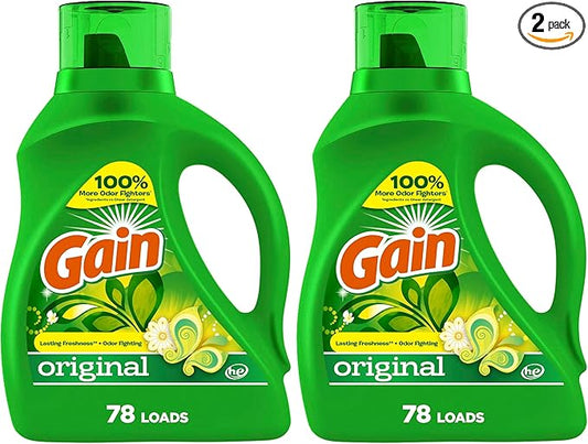 Gain + Aroma Boost Liquid Laundry Detergent, Original Scent, 78 Loads, 113 fl oz, HE Compatible (Pack of 2)