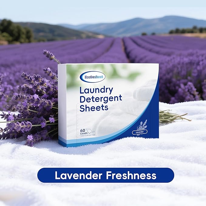 Laundry Detergent Sheets - 60 Loads - Quick Dissolve, No Residue - Lightweight, Eco-Friendly & Travel Size Laundry Sheets - Lavender