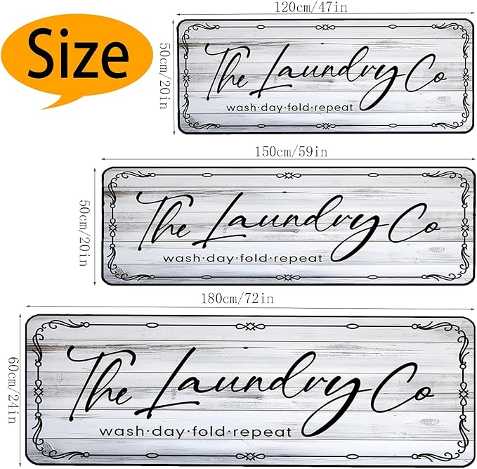 Laundry Room Rug Runner 20"X47" Non Slip Farmhouse Mats Organization and Washable Floor Long Rugs for Laundry Room Accessories Mudroom Kitchen Bathroom Area Rugs Decor