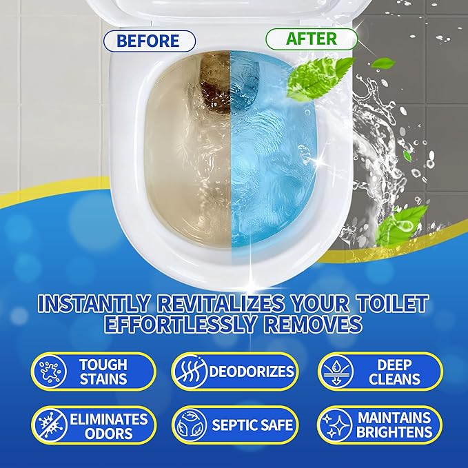 Maebho Toilet Bowl Cleaner Tablets – 24 Pack | Powerful Stain Removal, Septic Safe, Lemon Scent | No Harsh Chemicals, Long-Lasting Cleaning for Toilet Bowls