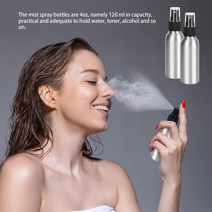 20 Pack Aluminum Spray Bottles 4 oz Small Refillable Spray Bottles Bulk Fine Mist Empty Sprays Bottle for Travel, Essential Oils, Sliver
