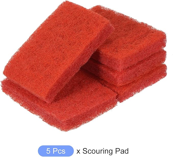 METALLIXITY Scouring Pad (15 x 10cm/6"x 4") 5pcs, Kitchen Dishwashing Sponge, Non-Scratch Cleaning Sponges Scrub Sponges - for Pots, Pans, Dishes, Utensils, Red
