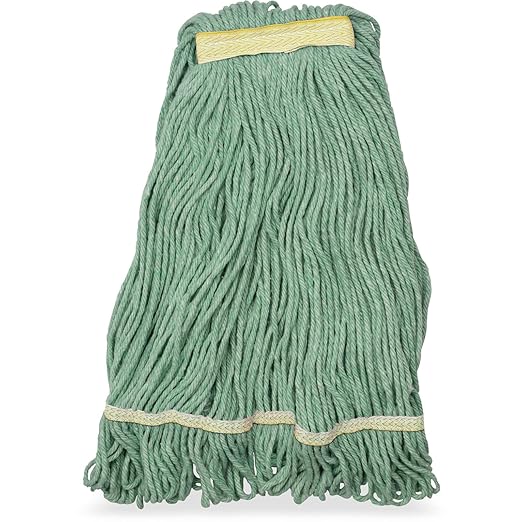 SPARTA Flo-Pac Acrylic Mop Head, Loop-Ended, Narrow Band with 1" Yellow Band for Organized Cleaning, Small, Green