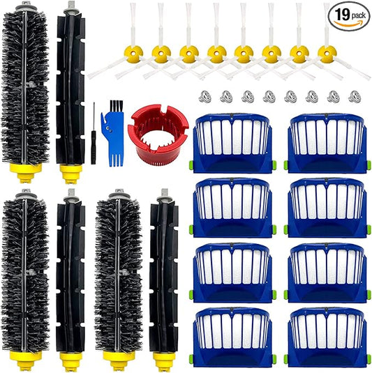 Replacement Accessories Kit for iRobot Roomba 600 Series 694 675 692 676 695 677 671 655 645 690 680 660 650 620 614 & 500 Series 595 585 564 robot 3 Bristle & 3 Beater Brush 8 Filter 8 Side Brush