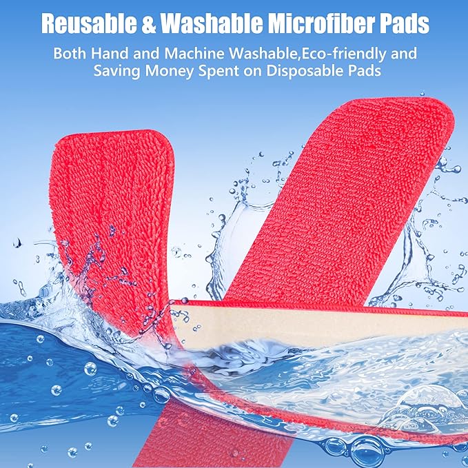 HOMTOYOU Reusable Mop Pads for Swiffer PowerMop: 6 Pack Microfiber Pad Refills for Multi-Surface Floor Cleaning - Machine Washable Replacement Sweeping Cloths for 13 ''-15 '' Spray Mop Colorful