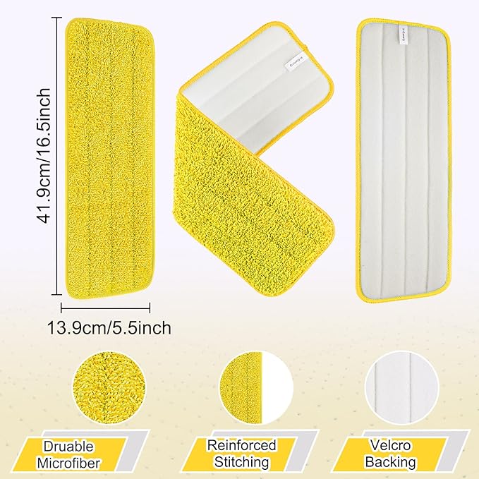 3 Pack 16.5 inch Reusable Mop Pads Microfiber Spray Mop Replacement Heads for Wet/Dry Mops Compatible with Bona Floor Care System (Multicolor )