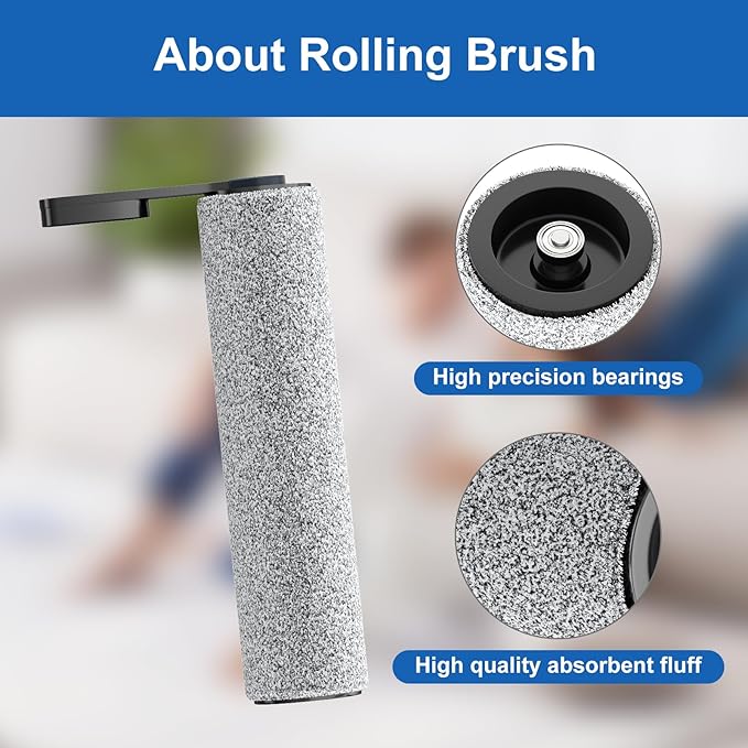 Vacuum Mop Replacement Parts Compatible with Tineco Roller Brush Replacement, Suitable with FLOOR ONE S5, FLOOR ONE S5 Pro Cordless Vacuum Cleaner, Set Includes 3 Roller Brushes and 6 Vacuum Filters