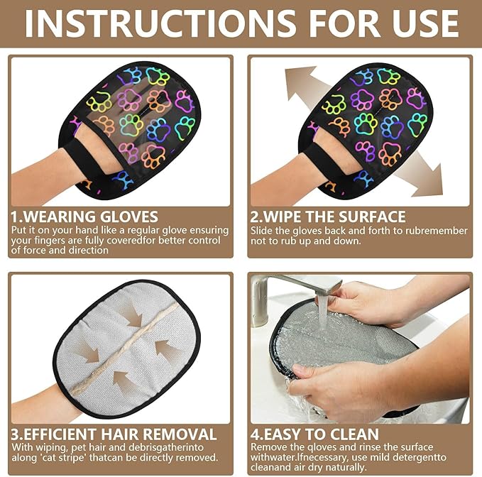 CHPGPUG Paw Pet Hair Removal Glove for Cats & Dogs Reusable Pet Hair Removal Glove pet Hair Electrostatic Gloves
