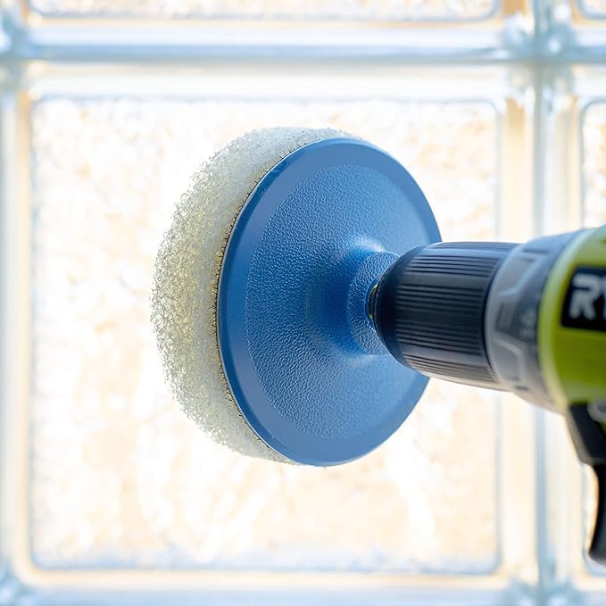 Bring It On Cleaner Hard Water Stain Remover for Glass, Soap Scum remover for Shower glass, Fiberglass, Windows, Tile and Grout Cleaner, Water Spot Remover for Glass Includes Scrubbing Drill Pads
