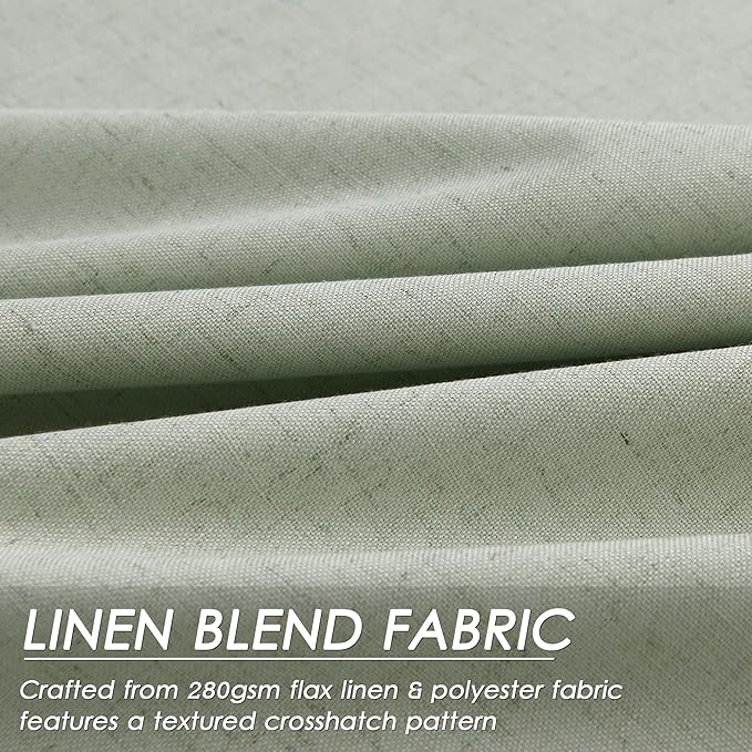 Full Black Out Mist Sage Window Curtains 84 Inches Long Back Tab Rod Pocket Cooling Noise Reducing Thermal Insulated 100% Blackout 2 Panels Set for Bedroom Neutral Rustic Curtains Drapes 52x84