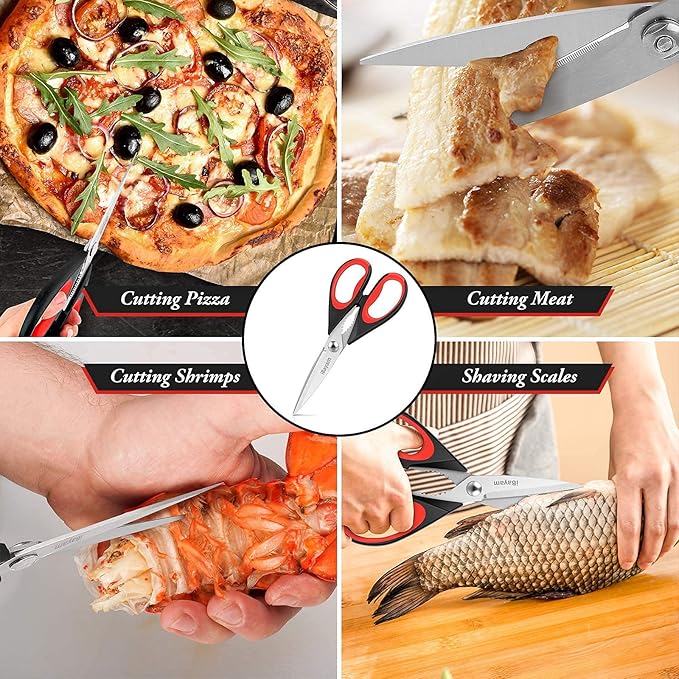 Kitchen Scissors All Purpose Heavy Duty, Kitchen Utensils Set, Stainless Steel Cooking Utensils Gadgets, Meat Poultry Food Shears Dishwasher Safe Utility Tools Home Gift, with Protective Sheath