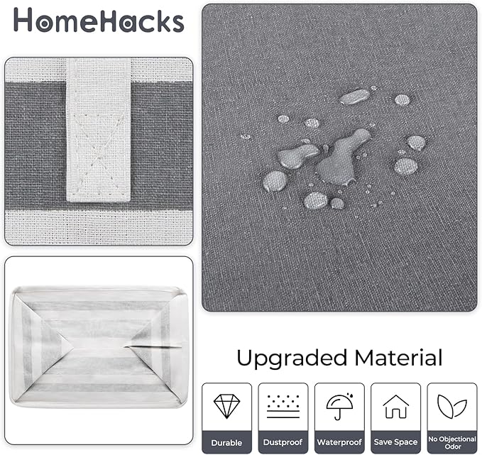 HomeHacks 3-Pack Large Laundry Basket,75L Each Waterproof, Freestanding Laundry Hamper, Collapsible Tall Clothes Hamper with Extended Handles for Clothes Toys in the Dorm and Family-Gradient Grey