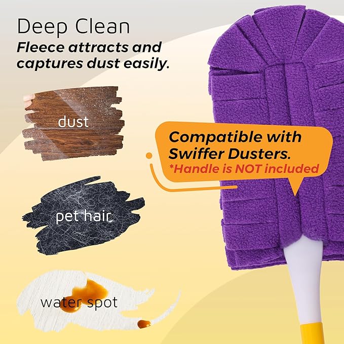 Flammi 360° Fleece Duster Refills for Swiffer, Reusable Dusting Refills Heavy Duty Cloths for Cleaning Compatible with Swiffer Hand Duster (3 Pack-Mixed Color)