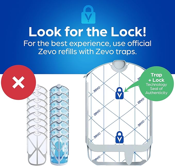 Zevo Flying Insect Trap Refill - for The Zevo MAX & Standard Indoor Fly Trap - Catch Gnats, House & Fruit Flies - Easy to Use - Mess-Free Disposal (8 Refill Cartridges)