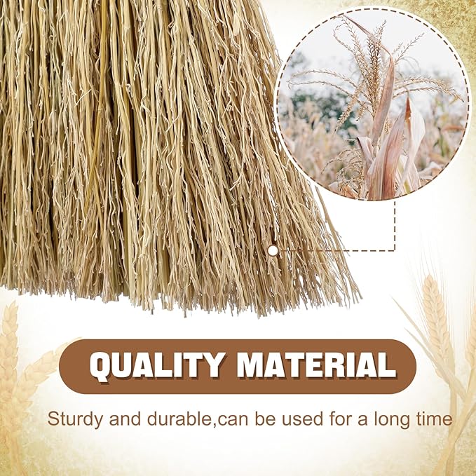 Suclain 1 Pcs 12 Inch Whisk Broom Hand Held Mini Corn Straw Whisk Broom Short Handle with Metal Hanger Halloween for Multi Surface Sweeping Small Hand Brush for Outdoor Car Porch Debris Dust Dirt